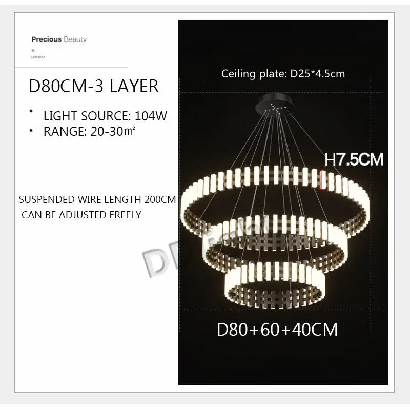 DecorBites™ Lstre Modern Circle Chandelier for Bright 360° Lighting in Living Room, Bedroom, Kitchen