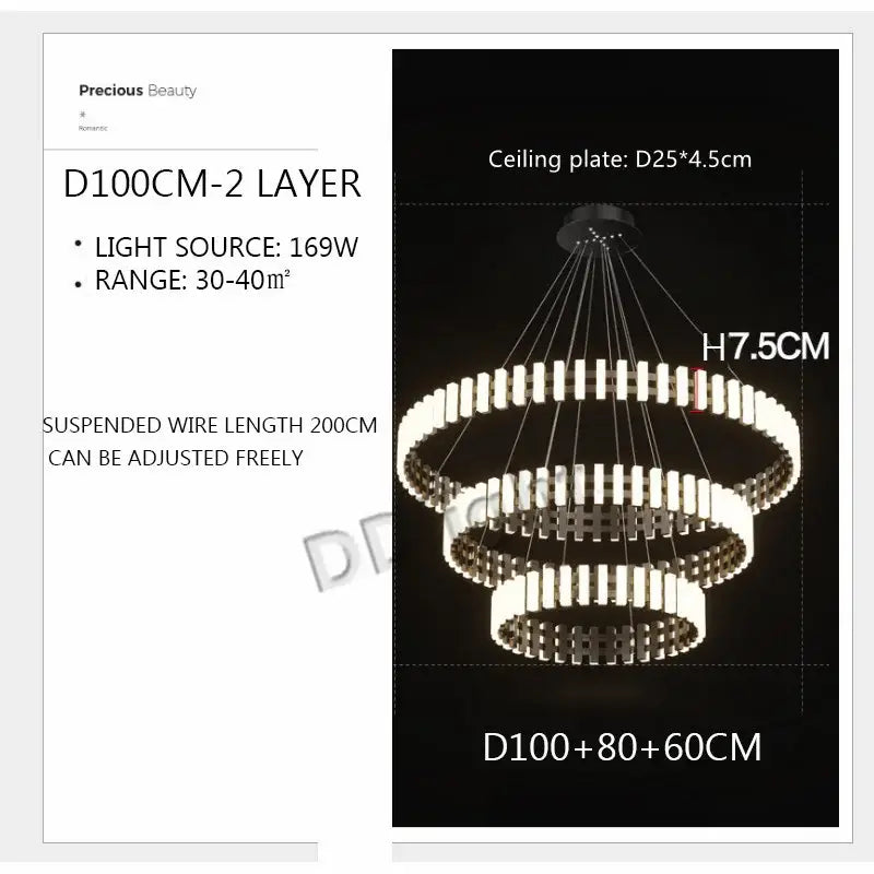 DecorBites™ Lstre Modern Circle Chandelier for Bright 360° Lighting in Living Room, Bedroom, Kitchen