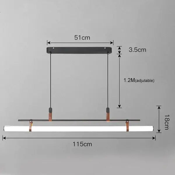 DecorBites™ Lucien Tube Chandelier Black Gold Leather Pendant Light Fixture