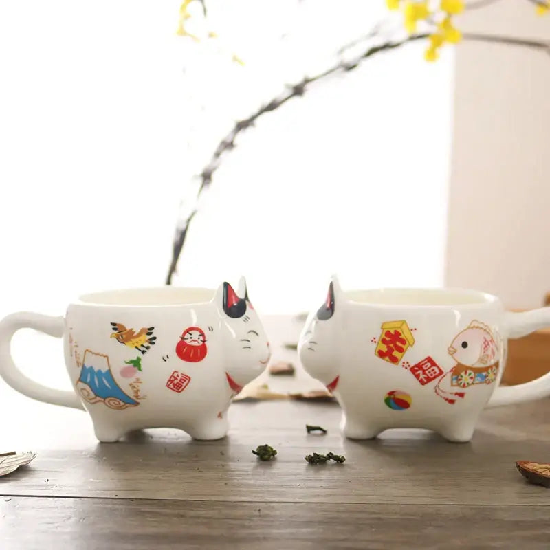 Service à thé en porcelaine Chat porte-bonheur DecorBites™ : théière Maneki Neko, infuseur, tasse à thé Chat Plutus