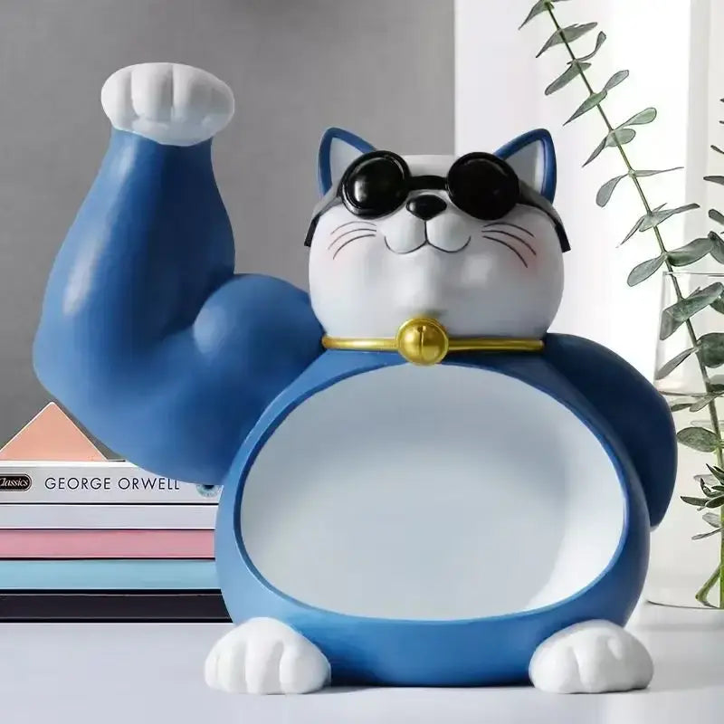 DecorBites™ Lucky Cat Remote Control Organizer Resin Figurine Modern Home Decor