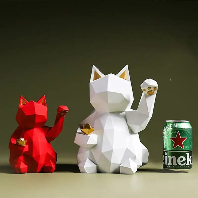 DecorBites™ Lucky Cat Resin Statue: Modern Nordic Home Decor Figurine