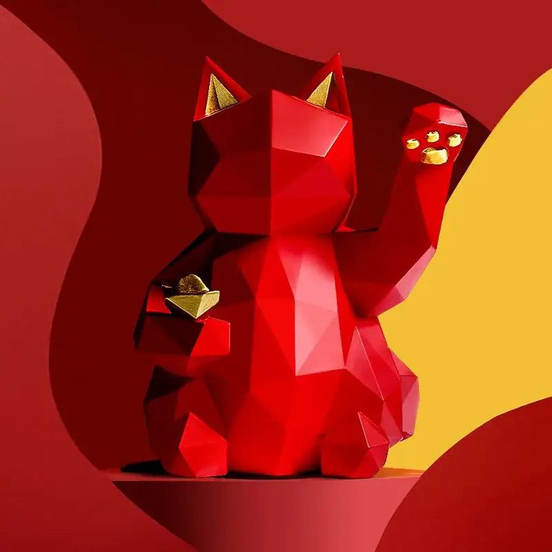 DecorBites™ Lucky Cat Resin Statue: Modern Nordic Home Decor Figurine