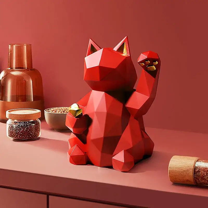 DecorBites™ Lucky Cat Resin Statue: Modern Nordic Home Decor Figurine