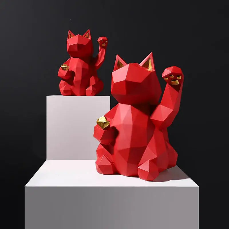 DecorBites™ Lucky Cat Resin Statue: Modern Nordic Home Decor Figurine