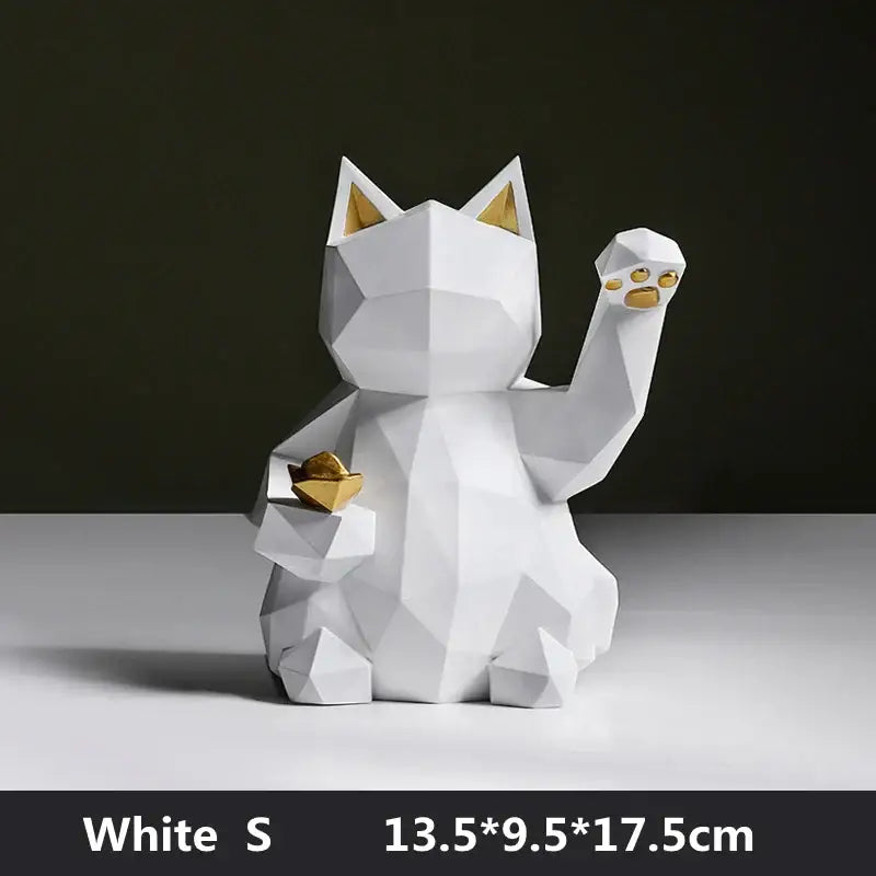 DecorBites™ Lucky Cat Resin Statue: Modern Nordic Home Decor Figurine
