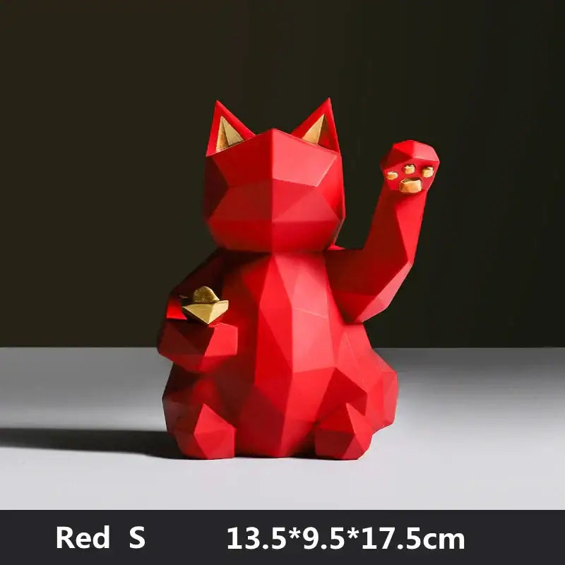 DecorBites™ Lucky Cat Resin Statue: Modern Nordic Home Decor Figurine