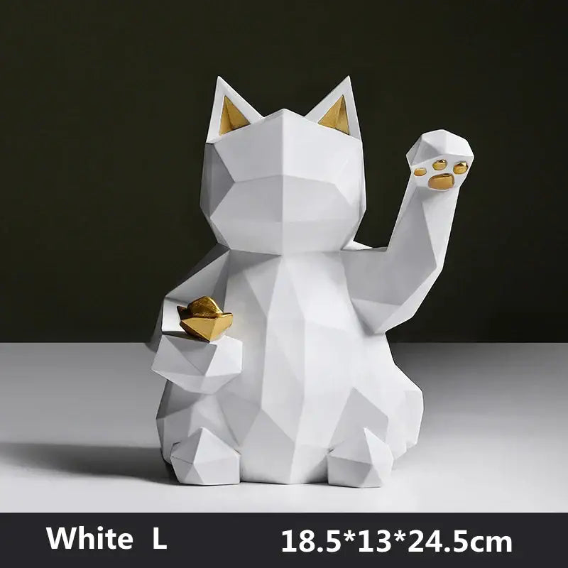 DecorBites™ Lucky Cat Resin Statue: Modern Nordic Home Decor Figurine