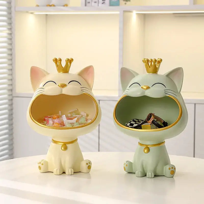 DecorBites™ Lucky Cat Sculpture Storage Box Desk Decoration Miniature Figurine