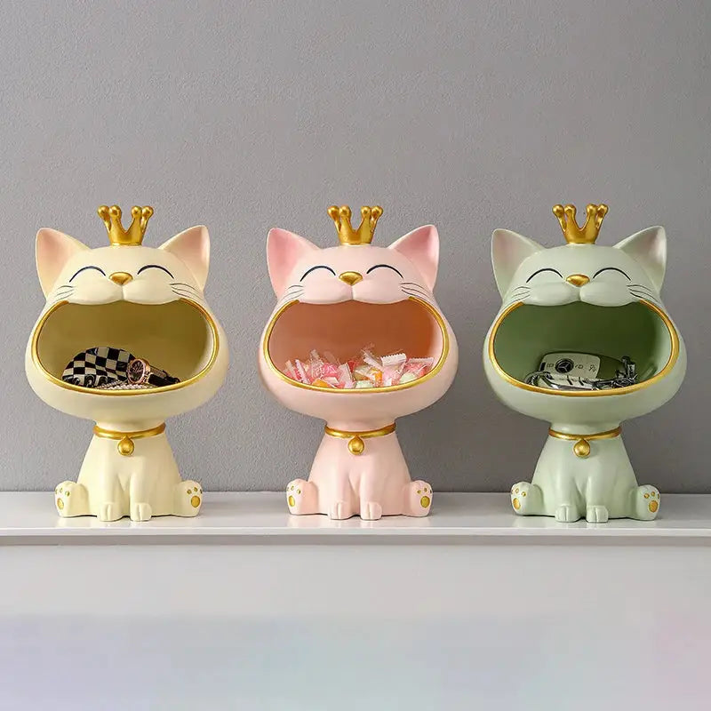 DecorBites™ Lucky Cat Sculpture Storage Box Desk Decoration Miniature Figurine