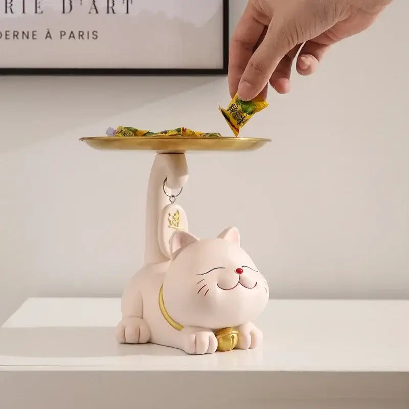 DecorBites™ Lucky Cat Statue Ornaments for Home Decor and Storage