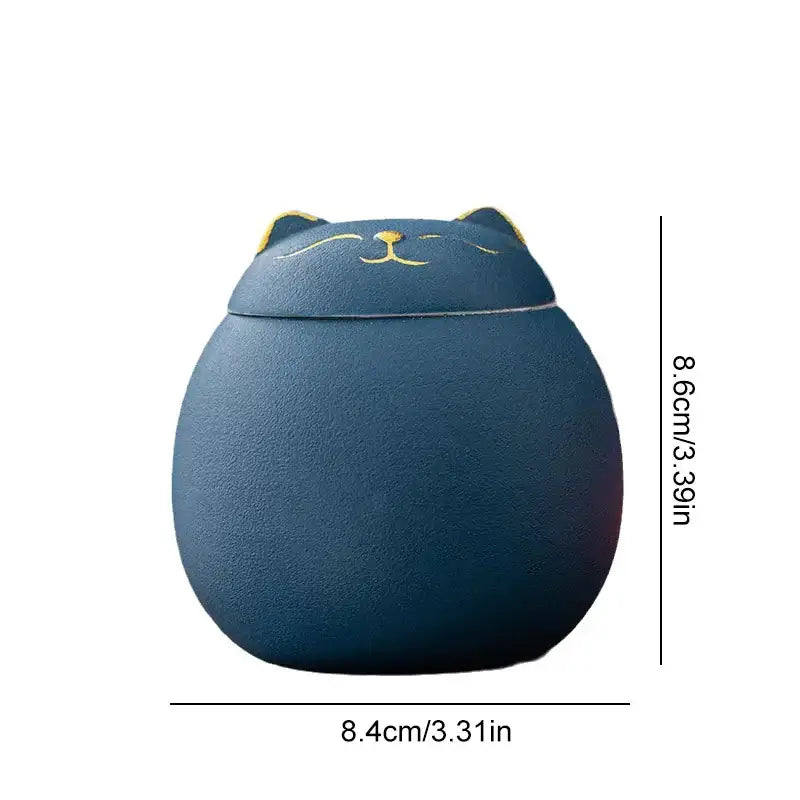 DecorBites™ Lucky Cat Tea Storage Jar: Cute Ceramic Can for Household Tea and Candy Storage