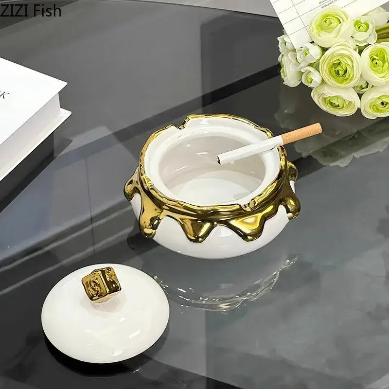 DecorBites™ Lucky Ceramic Ashtray: Premium Smoking Accessories for Weed, Home & Gifts