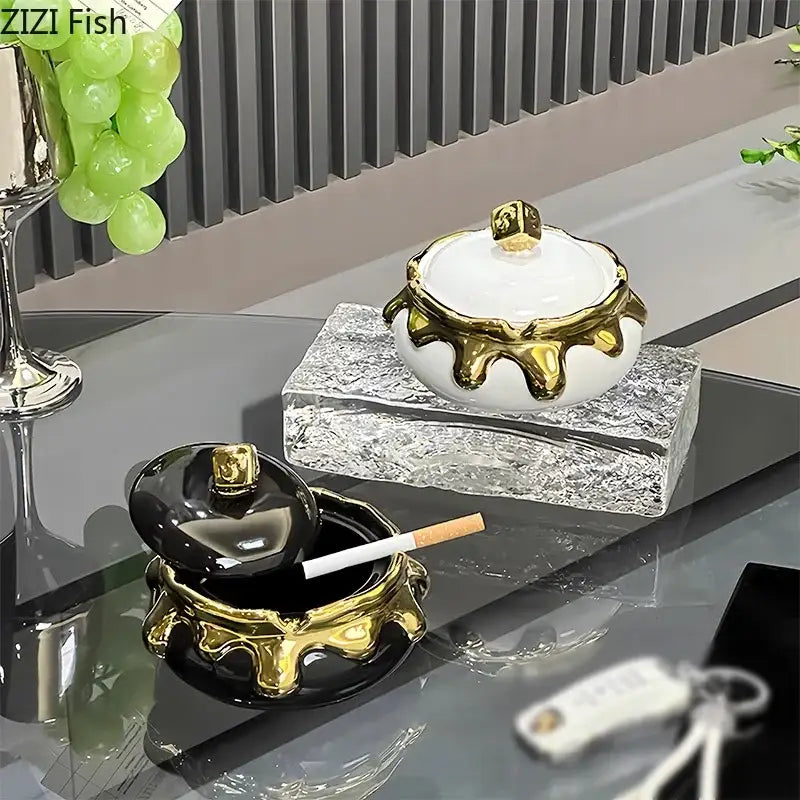 DecorBites™ Lucky Ceramic Ashtray: Premium Smoking Accessories for Weed, Home & Gifts