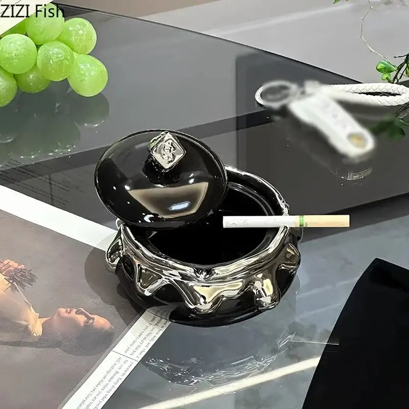 DecorBites™ Lucky Ceramic Ashtray: Premium Smoking Accessories for Weed, Home & Gifts