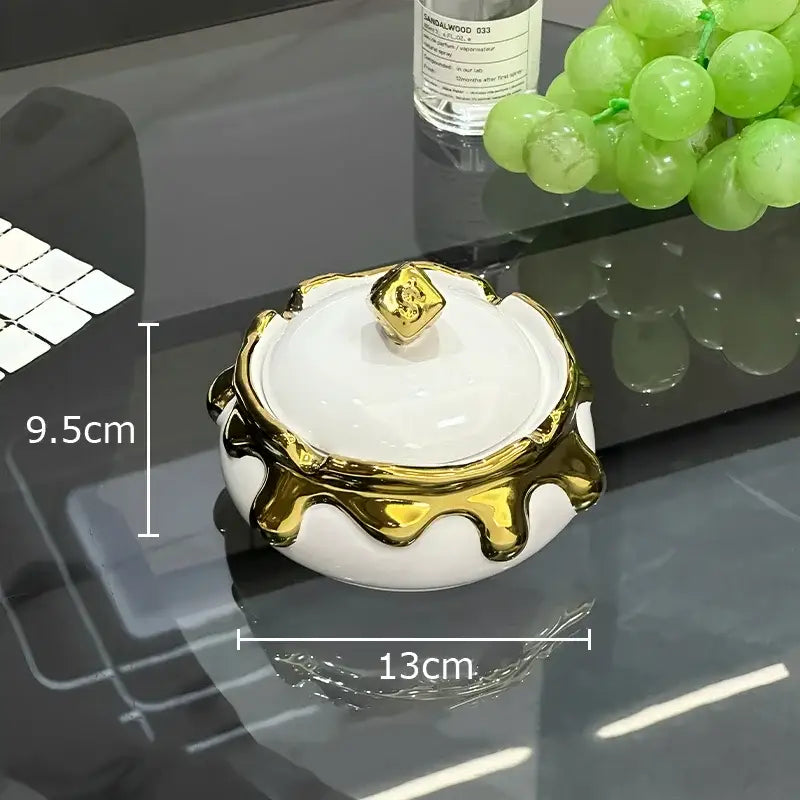 DecorBites™ Lucky Ceramic Ashtray: Premium Smoking Accessories for Weed, Home & Gifts