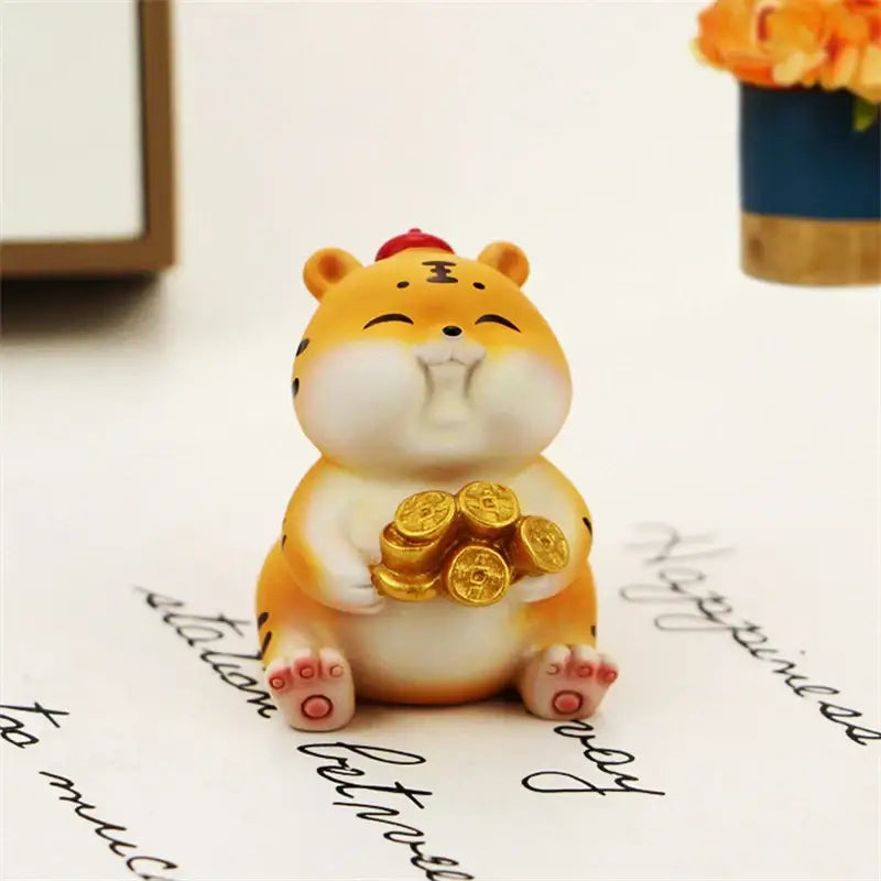 DecorBites™ Lucky Tiger Figurine | New Year Fortune Symbol Home Decor Miniature