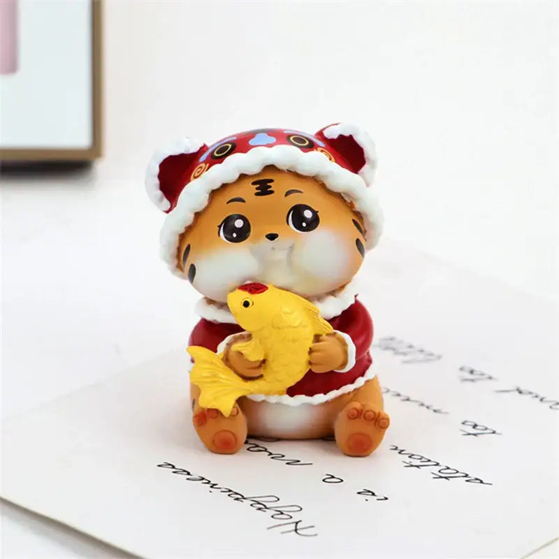 DecorBites™ Lucky Tiger Figurine | New Year Fortune Symbol Home Decor Miniature