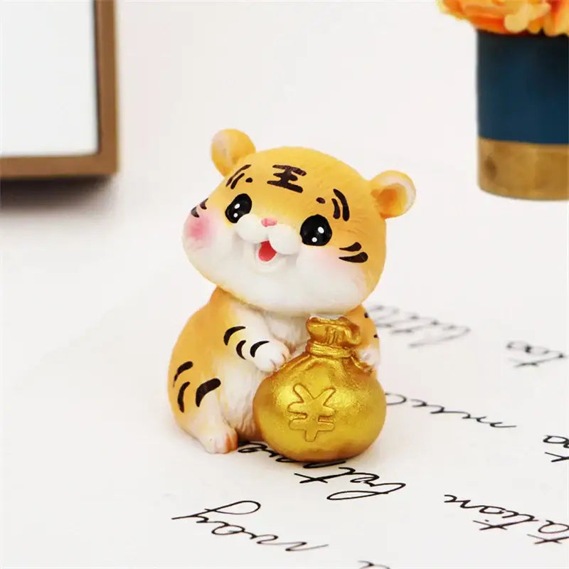 DecorBites™ Lucky Tiger Figurine | New Year Fortune Symbol Home Decor Miniature