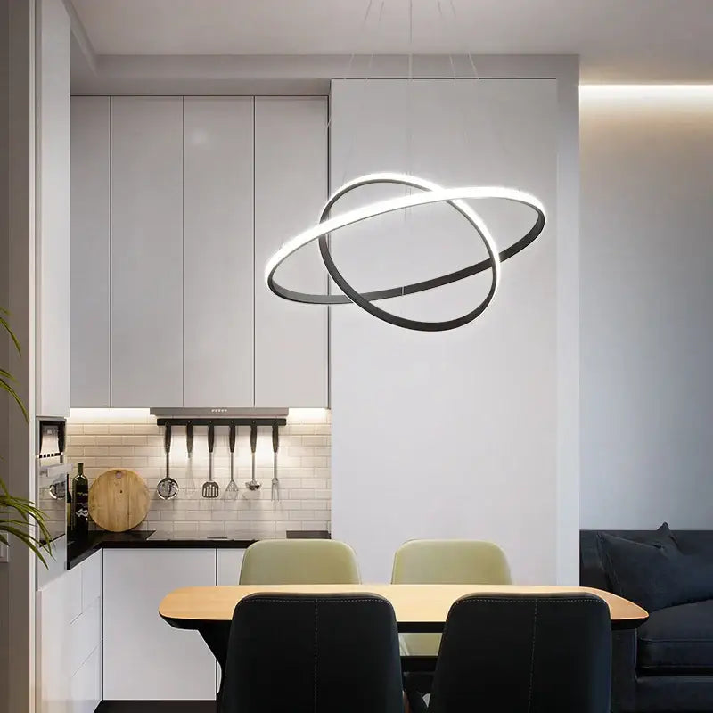 DecorBites™ Luminous Circle Pendant Chandelier - Modern LED Lighting Fixture, 4 Colors