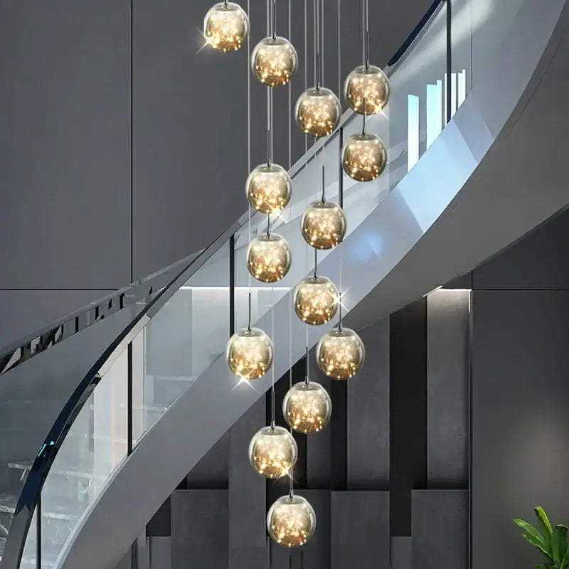 DecorBites™ Luminous Glass Ball Pendant Chandeliers for Living Dining Room Decor LED Lighting
