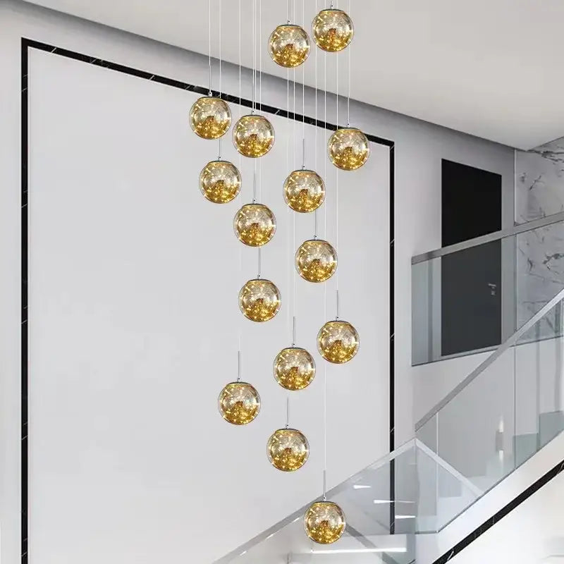 DecorBites™ Luminous Glass Ball Pendant Chandeliers for Living Dining Room Decor LED Lighting