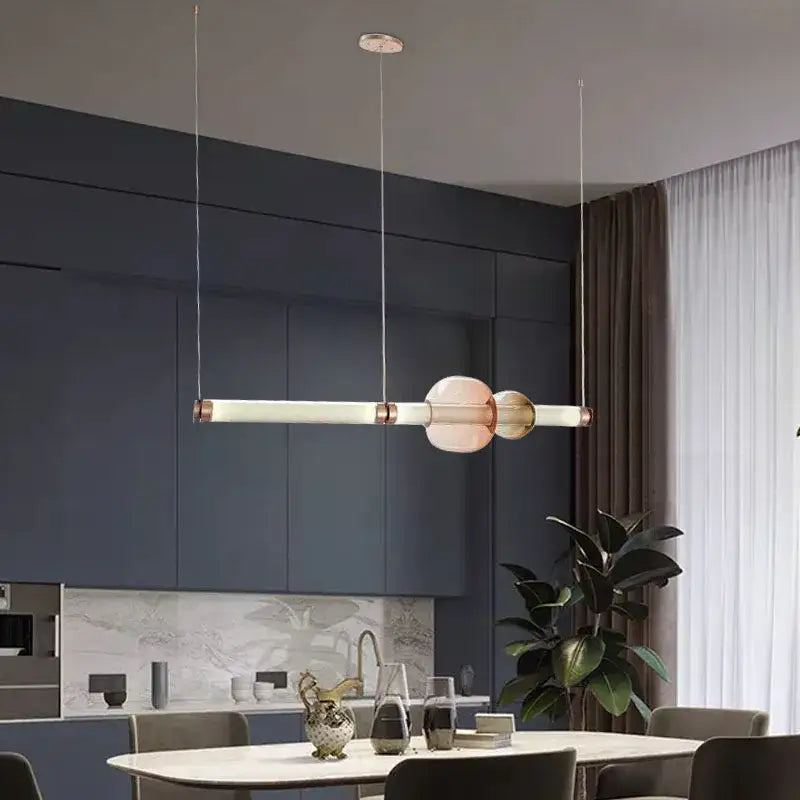 DecorBites™ Luna Glass Tube Chandelier for Kitchen Dining Staircase LED Pendant Lamp