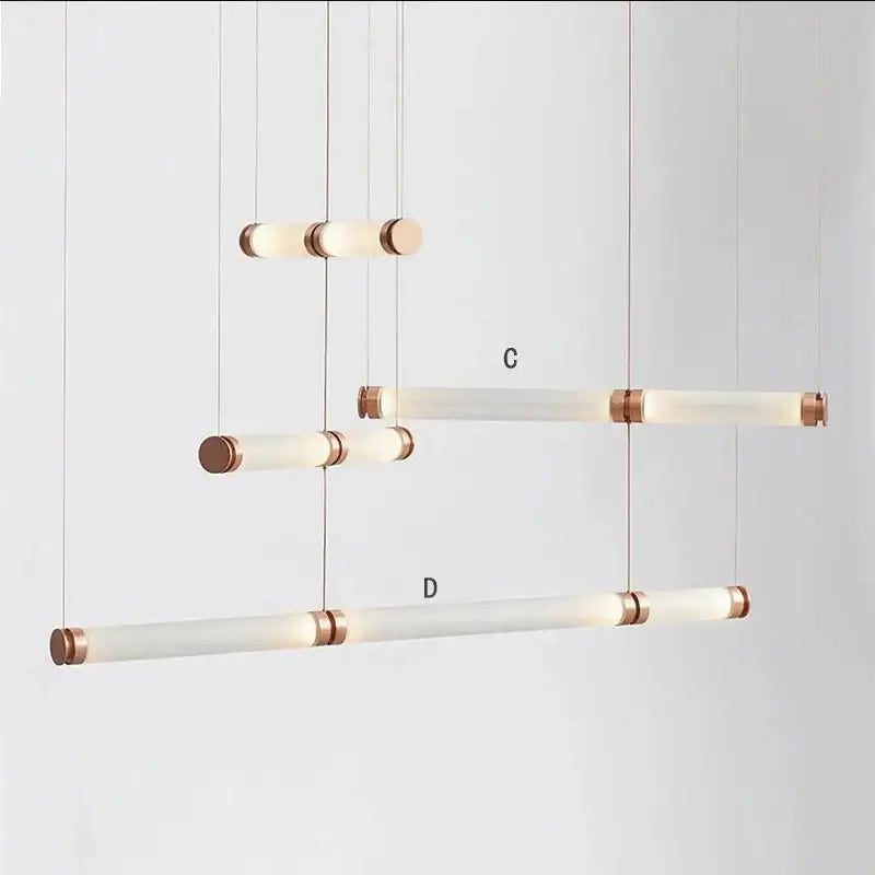 DecorBites™ Luna Glass Tube Chandelier for Kitchen Dining Staircase LED Pendant Lamp