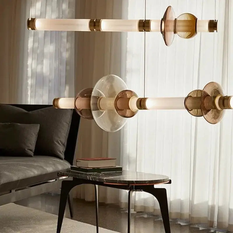 DecorBites™ Luna Glass Tube Chandelier for Kitchen Dining Staircase LED Pendant Lamp