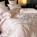 DecorBites™ Luxe Floral Bird Embroidery 1000TC Egyptian Cotton Bedding Set