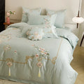 DecorBites™ Luxe Flowers Embroidery 1000TC Egyptian Cotton Bedding Set with 2 Pillowcases