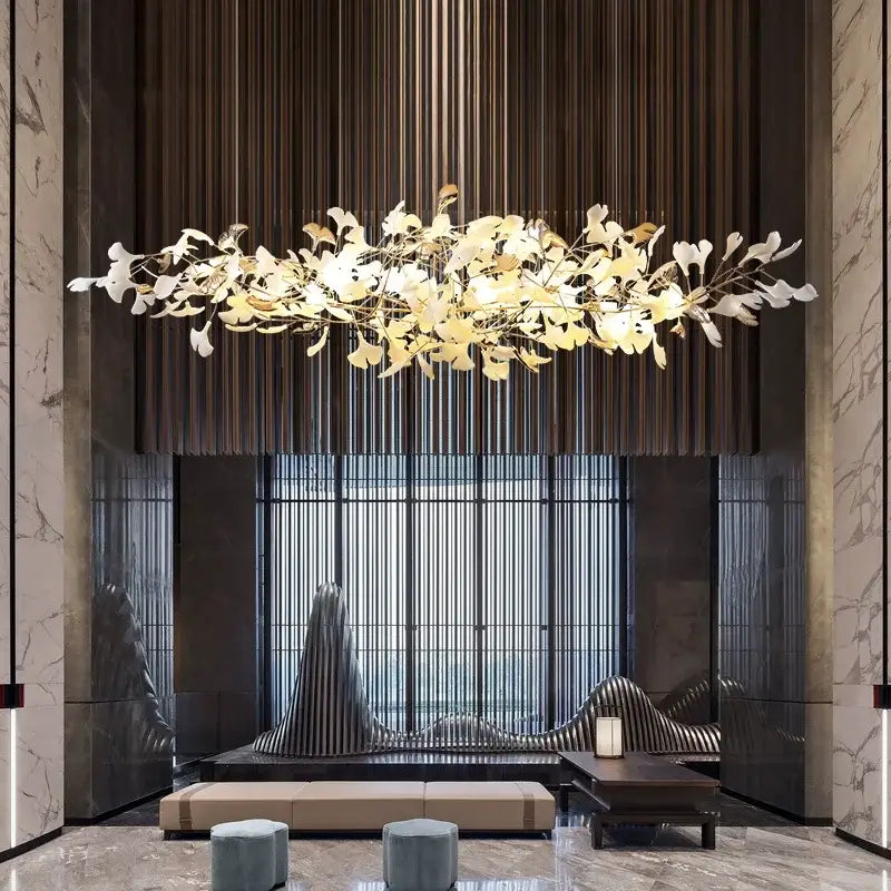 DecorBites™ Luxe Ginkgo Leaves Chandelier Pendant Light for Living Room Bedroom