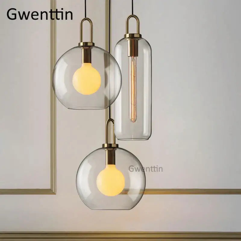 أضواء قلادة DecorBites™ Luxe الزجاجية الكروية: مصباح LED إسكندنافي معلق لديكور فني منزلي