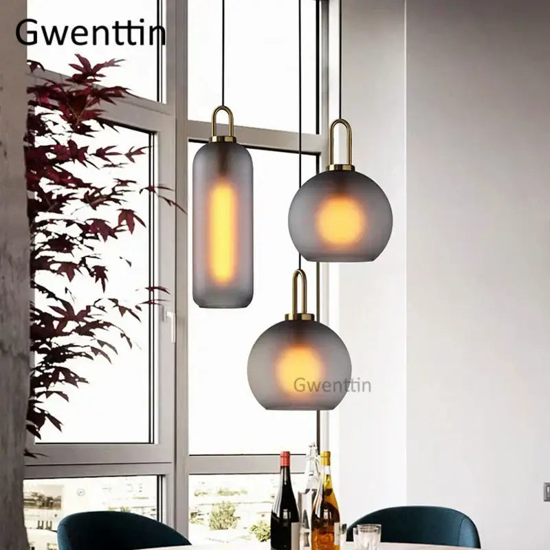 أضواء قلادة DecorBites™ Luxe الزجاجية الكروية: مصباح LED إسكندنافي معلق لديكور فني منزلي