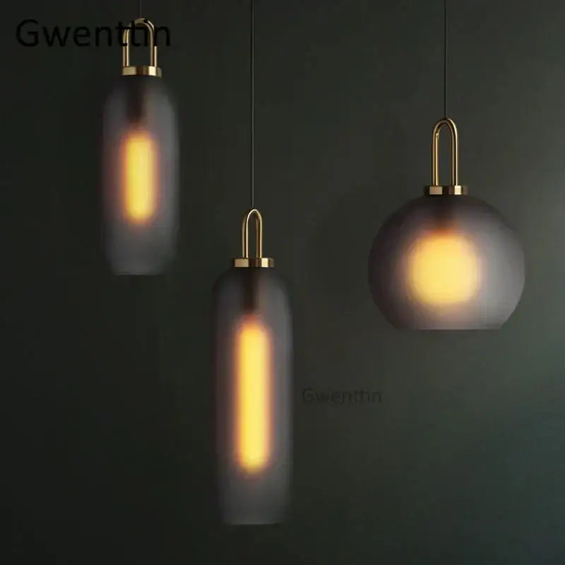 أضواء قلادة DecorBites™ Luxe الزجاجية الكروية: مصباح LED إسكندنافي معلق لديكور فني منزلي