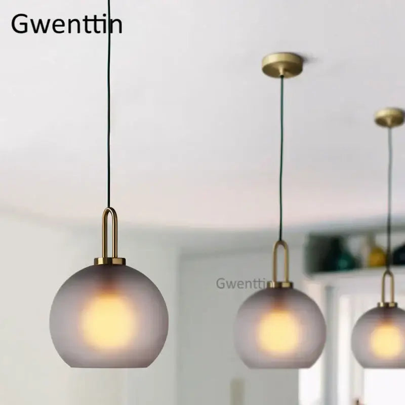 أضواء قلادة DecorBites™ Luxe الزجاجية الكروية: مصباح LED إسكندنافي معلق لديكور فني منزلي
