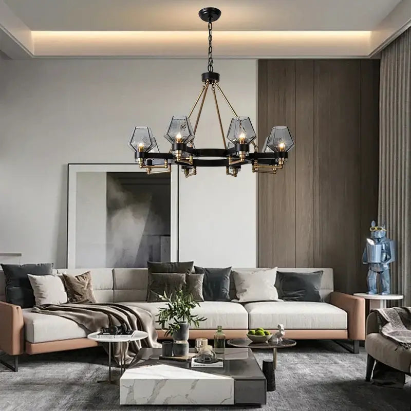 DecorBites™ Luxe Glass Chandelier: Modern Retro Living Room Pendant Lamp Lighting Fixtures
