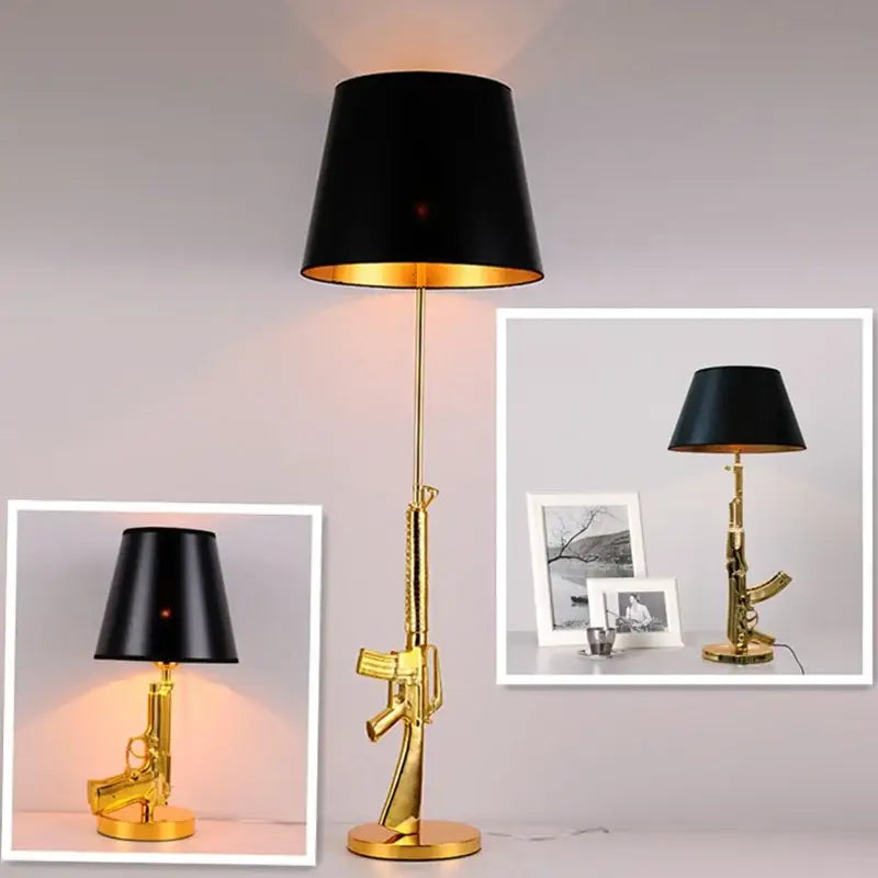 DecorBites™ Luxe Gold AK47 LED Floor Lamp for Modern Living Room & Bedroom Decor