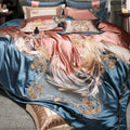 DecorBites™ Luxe Gold Embroidery Palace Style Bedding Set - Duvet, Sheet, Pillowcases