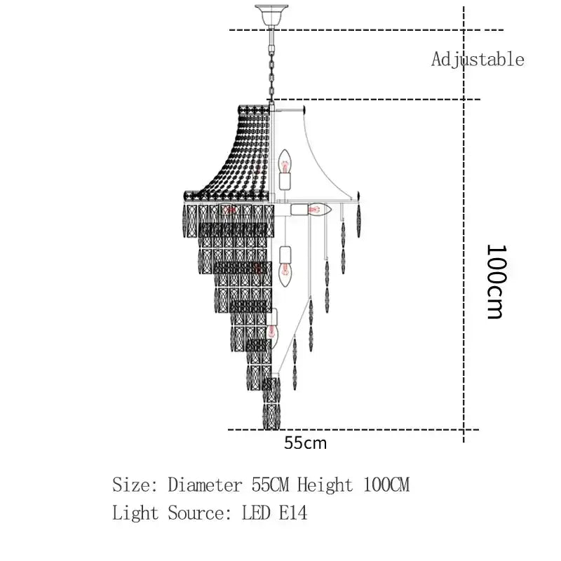 DecorBites™ Luxe Golden Crystal Chandelier for Hotel Lobby, Living Room & Staircase