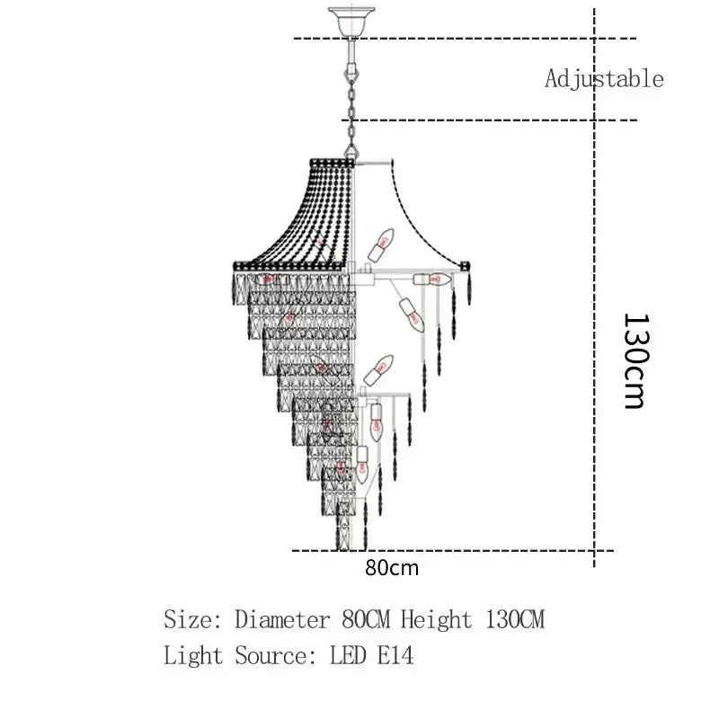 DecorBites™ Luxe Golden Crystal Chandelier for Hotel Lobby, Living Room & Staircase