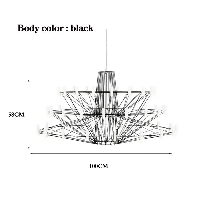 DecorBites™ Luxe Iron Wire Round LED Chandelier for Living & Dining Room
