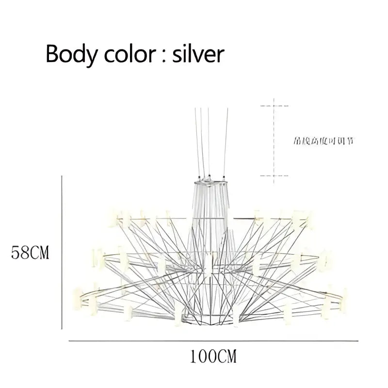DecorBites™ Luxe Iron Wire Round LED Chandelier for Living & Dining Room