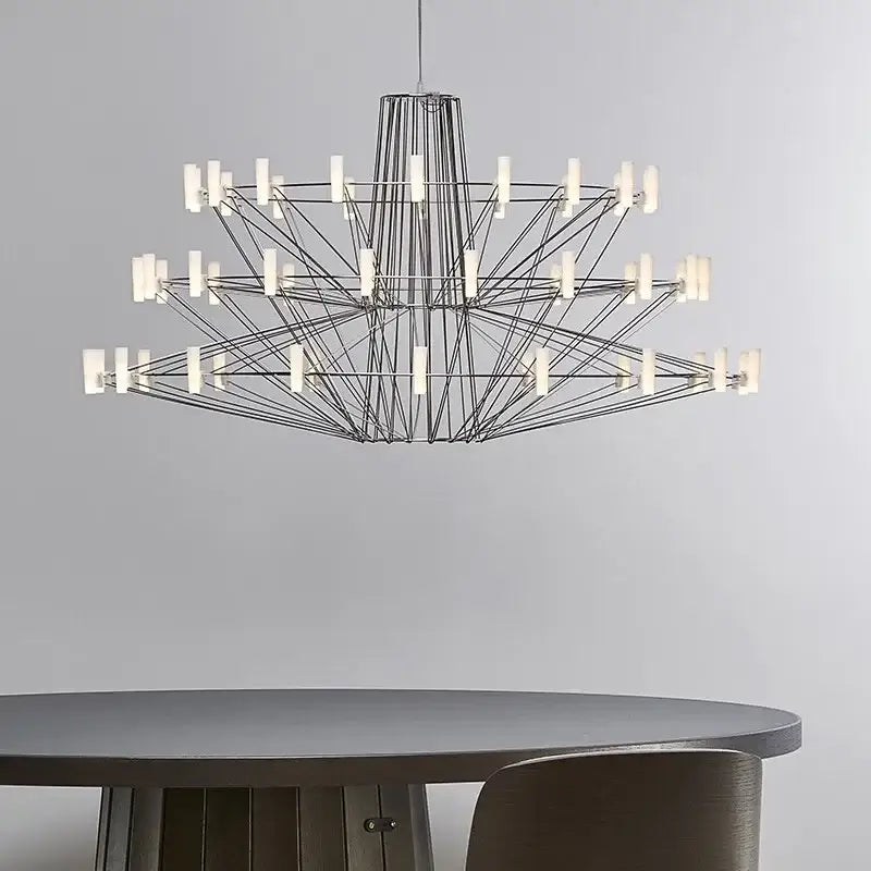 DecorBites™ Luxe Iron Wire Round LED Chandelier for Living & Dining Room