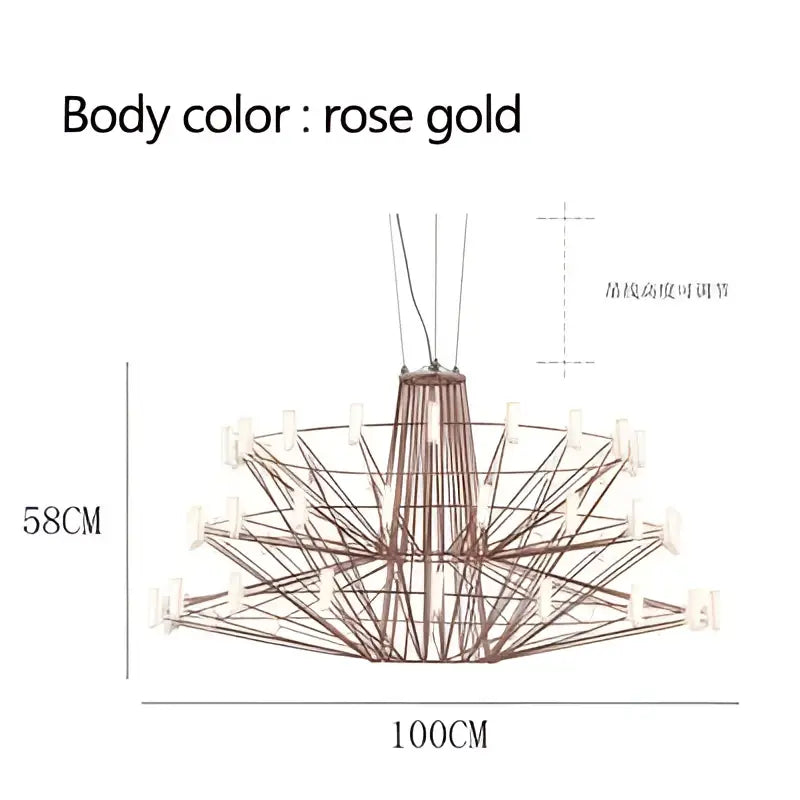 DecorBites™ Luxe Iron Wire Round LED Chandelier for Living & Dining Room