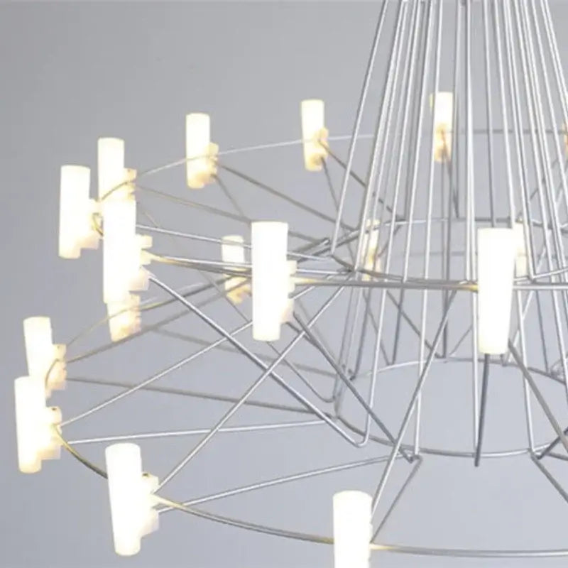 DecorBites™ Luxe Iron Wire Round LED Chandelier for Living & Dining Room