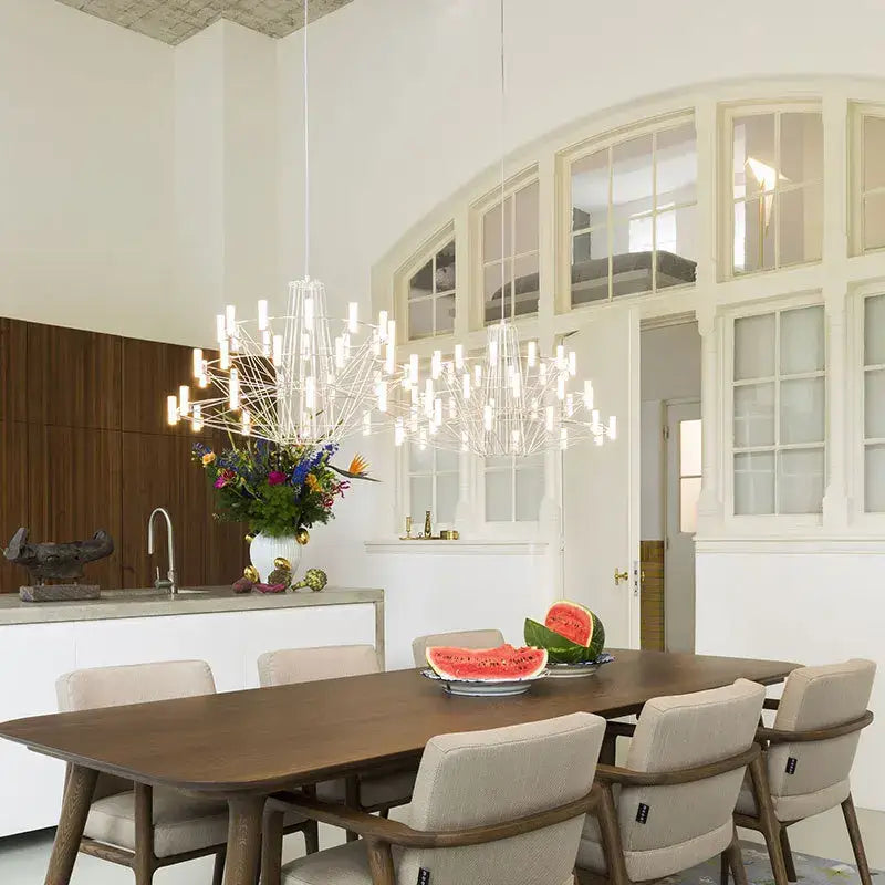 DecorBites™ Luxe Iron Wire Round LED Chandelier for Living & Dining Room