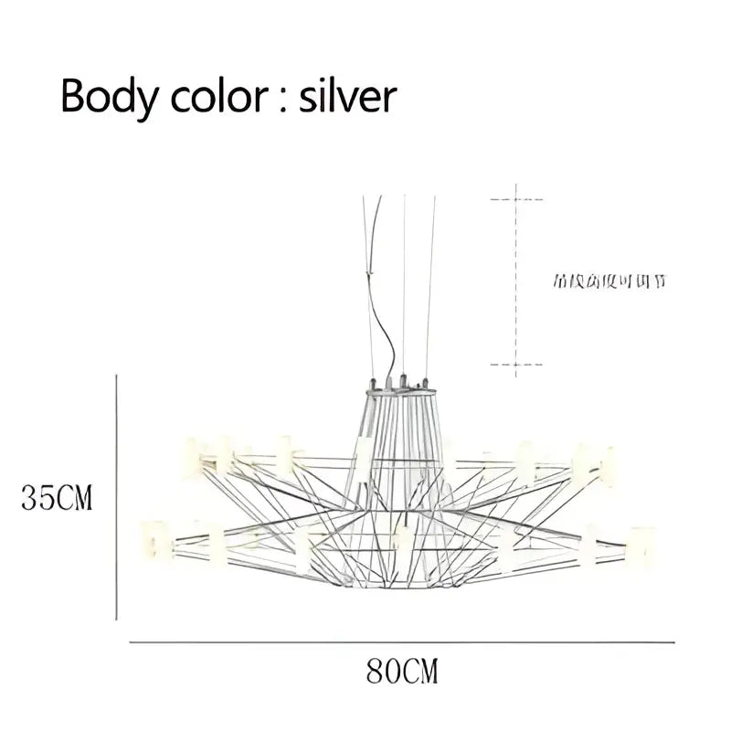 DecorBites™ Luxe Iron Wire Round LED Chandelier for Living & Dining Room