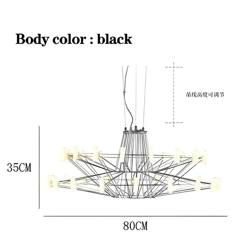 DecorBites™ Luxe Iron Wire Round LED Chandelier for Living & Dining Room