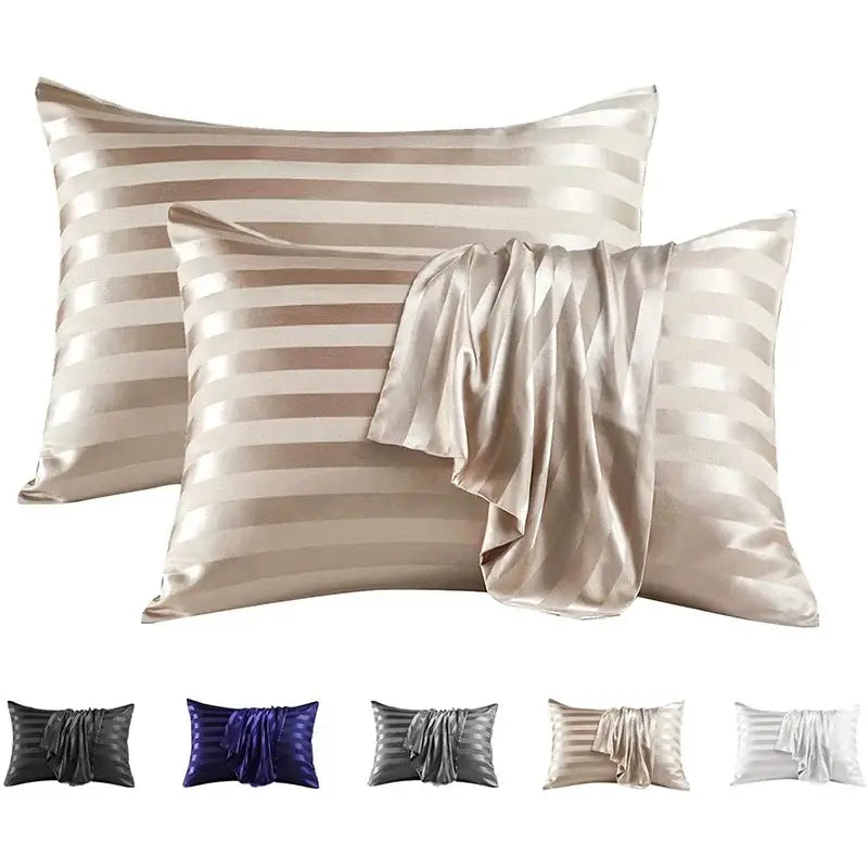 DecorBites™ Luxe Jacquard Stripes Pillow Cover Set - Queen & King Size Home Pillowcases
